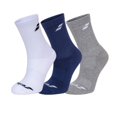 Babolat Sports Socks Crew Classic white/dark blue/grey - 3 pairs